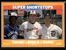 1988 Score #651 Tony Fernandez / Cal Ripken, Jr. / Alan Trammell Card 2603H