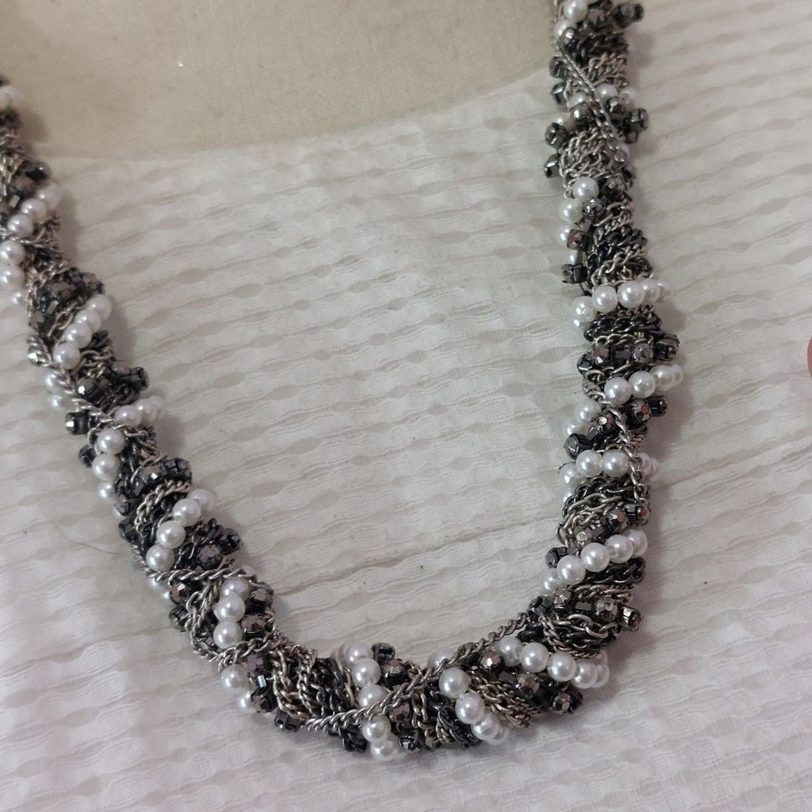 Faux Pears and Multi Tones Chains Statement Neckl… - image 4