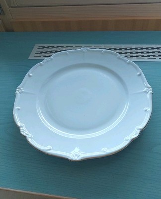 Weimar Kuchenplatte Großer Teller Weiß mit Goldrand D30cm Vintage DDR Ostalgie 