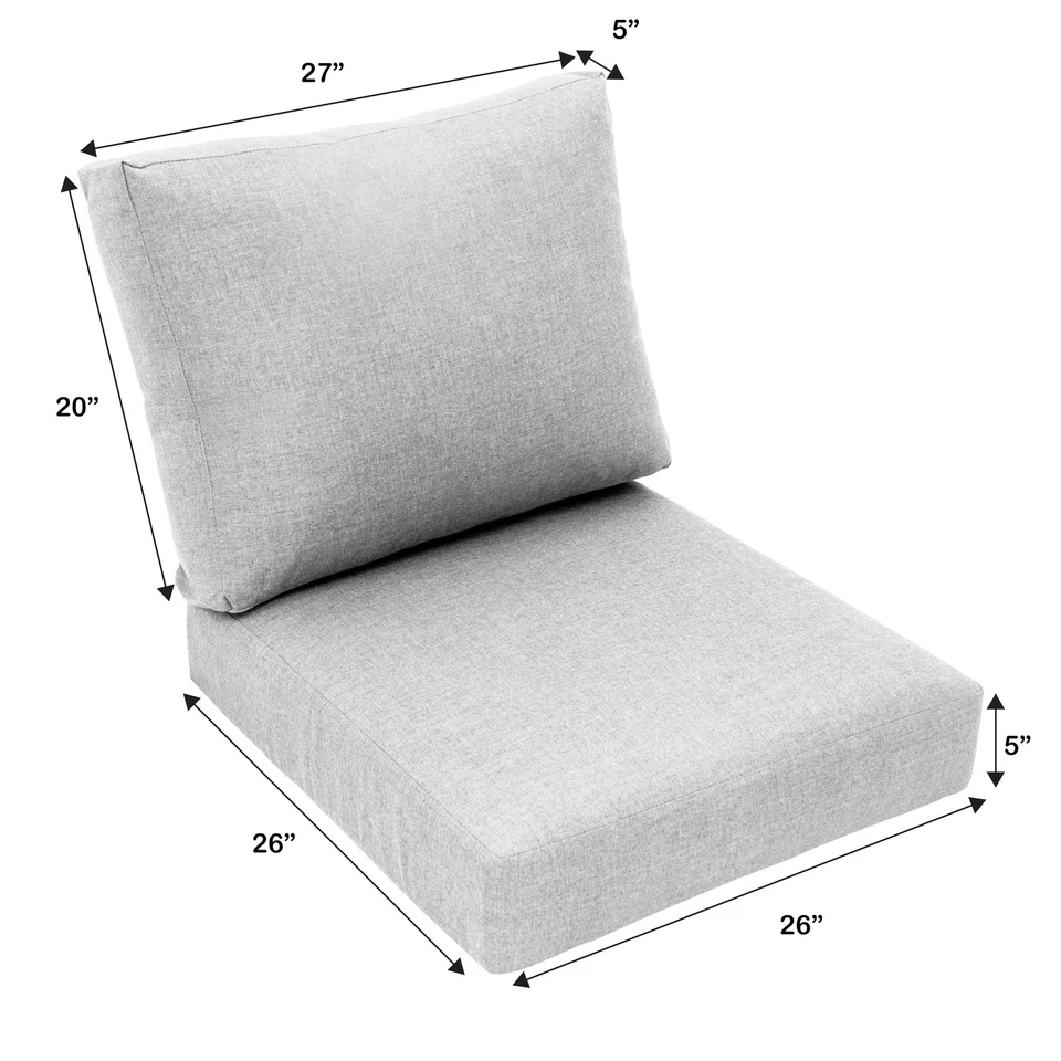 Cojín de salón para exteriores para asientos profundos para el hogar, borde de cuchillo, 26" X 26" X 5", pizarra fundida Foto 4 de 4