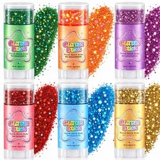 6pcs holographic shimmer glitter stick for hair and body, set a