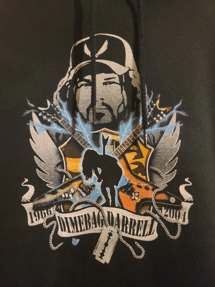 Rare Vintage Y2k 2004 Dean Guitars Dimebag Darrell Pantera Memorial Hoodie XL - Image 2 of 4