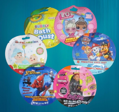 Fun Kids Scented Bath Crumbles/Bomb/Dust 2.11 oz (60g) 6 Multi-Use Styles