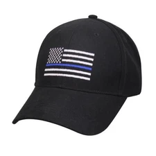 Thin Blue Line Flag Low Profile Baseball Hat - RUFFIN Mens Cotton USA Flag Cap