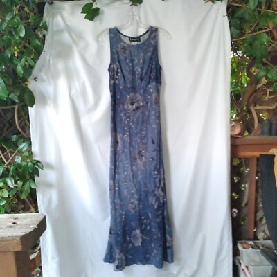 All That Jazz Dress Womens Size 7/8 Sleeveless Blue Floral Maxi Slimming...