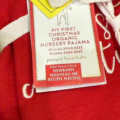 POTTERY BARN MY FIRST CHRISTMAS ORGANIC COTTON BABY PAJAMAS RED