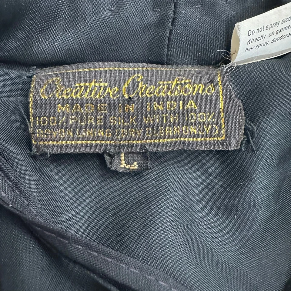 Chaqueta Blazer Vintage Creative Creations Mujer Seda Lentejuelas Talla L Disco Artística Foto 4 de 4