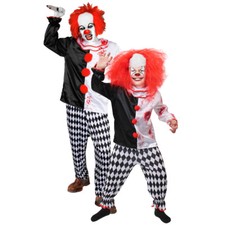 ADULTS KIDS EVIL KILLER CLOWN BOYS MENS HALLOWEEN CIRCUS HORROR FANCY DRESS