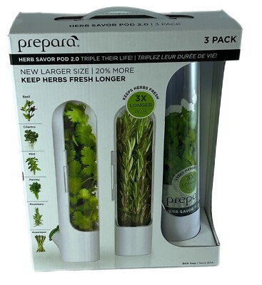 Prepara Herb Savor Pod 2.0 Fresh Herb Storage, 3-pack NIB