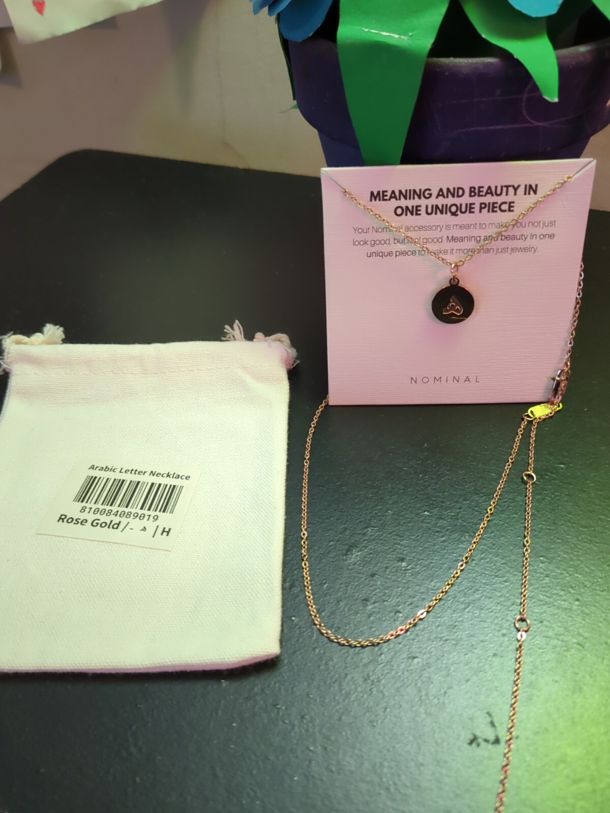 Muslim Rose Gold Plated Arabic Letter Necklace H Nominal Jewelry Style 1