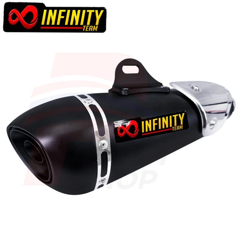 Tubo de escape silenciador universal premium 2" negro/cromo INFINITY Foto 3 de 4