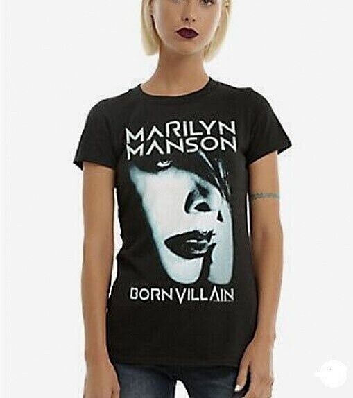 Marilyn Manson BORN VILLAIN Girls Junior Fit T-Shirt NEW Licensed