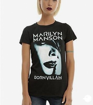 Marilyn Manson BORN VILLAIN Girls Junior Fit T-Shirt NEW Licensed