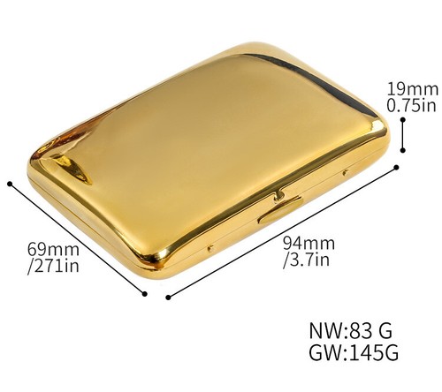 Estuche para cigarrillos de tabaco de metal con espejo dorado para 18 cigarrillos regulares - Imagen 5 de 10