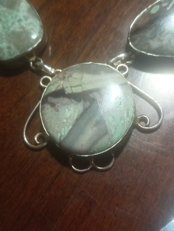 Large Stone Necklace Stamped 925
