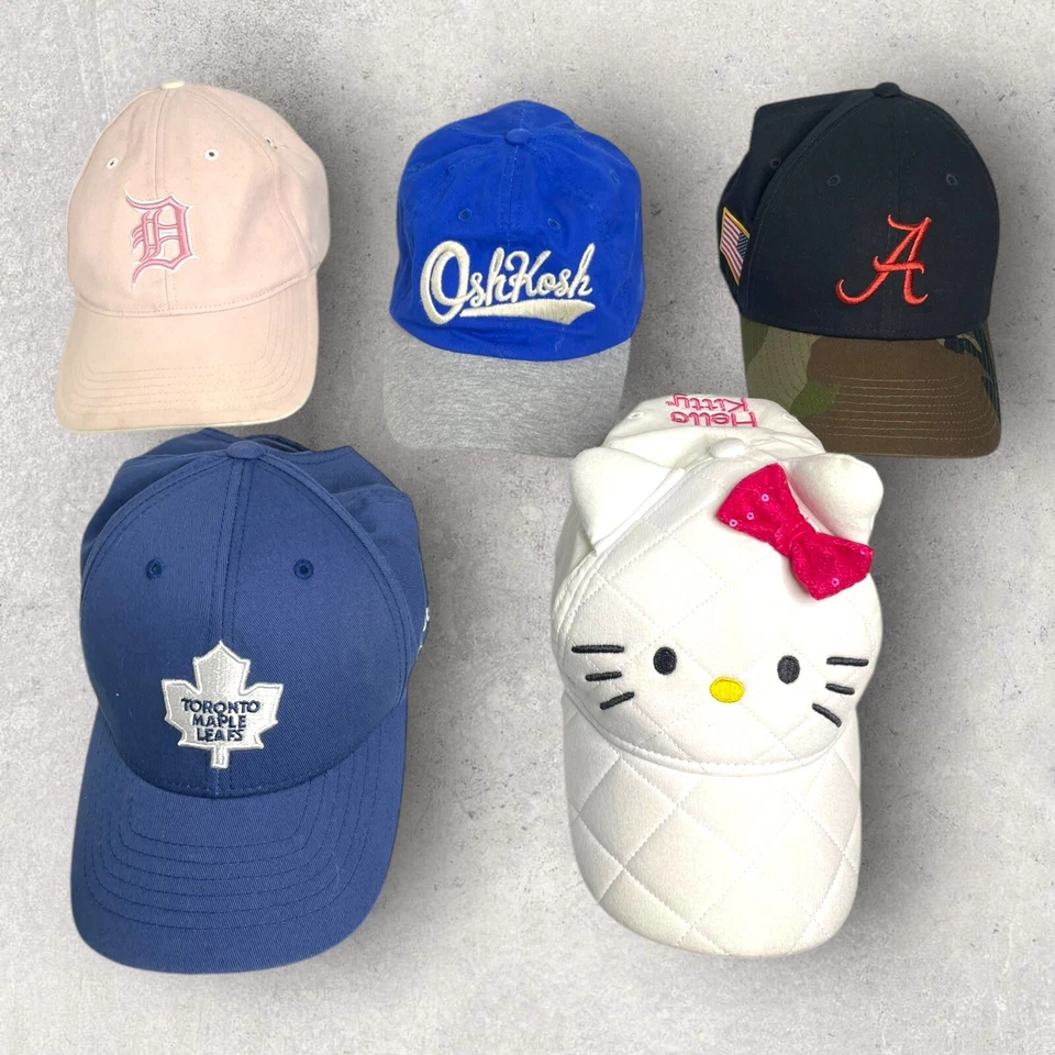 Sombreros de béisbol juveniles lote mixto de 5 niñas niños Hello Kitty MLB Oshkosh Foto 2 de 4
