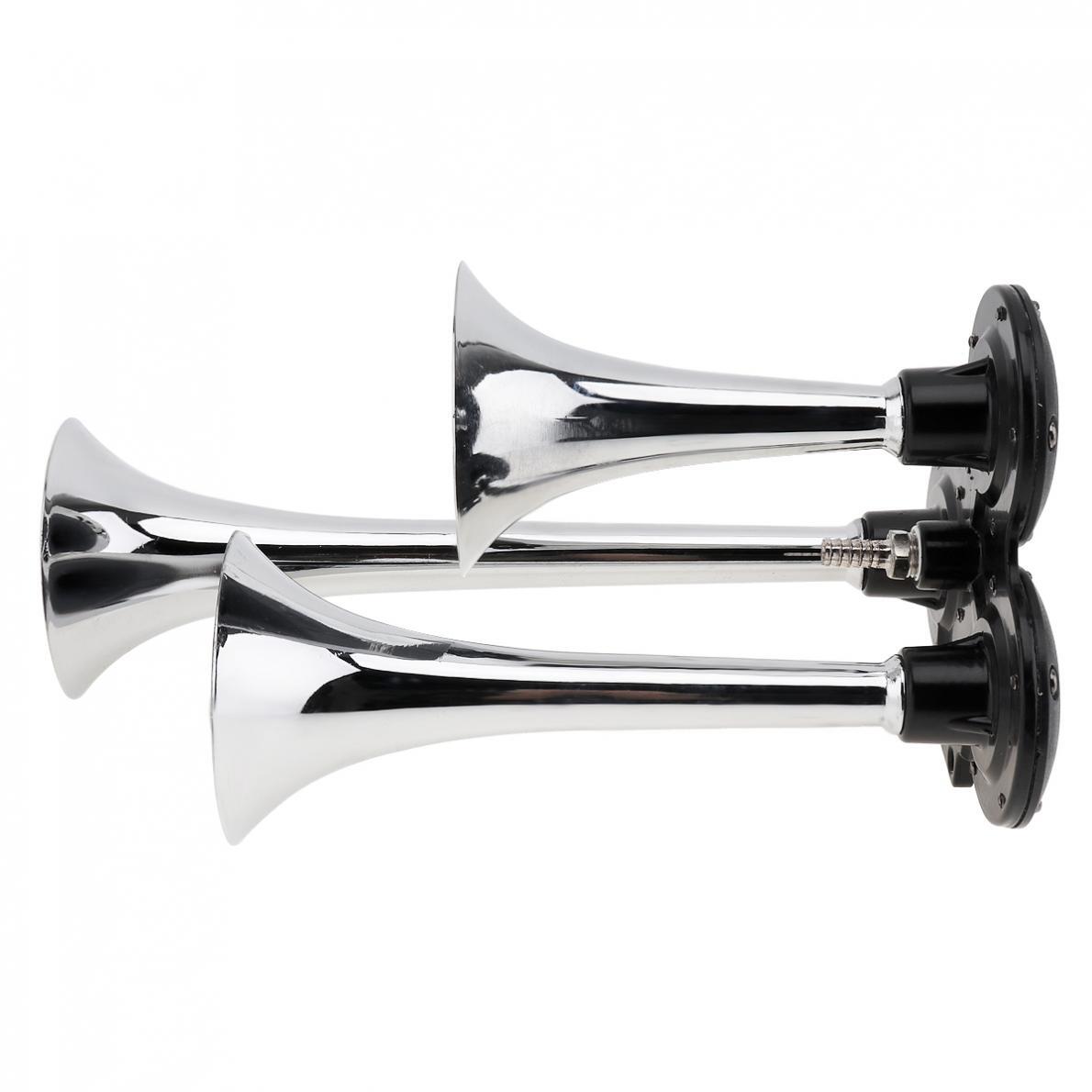 12V/24V Truck Air Horn 110DB 3/Triple Trumpet Horns Compressor Kit for Car Train