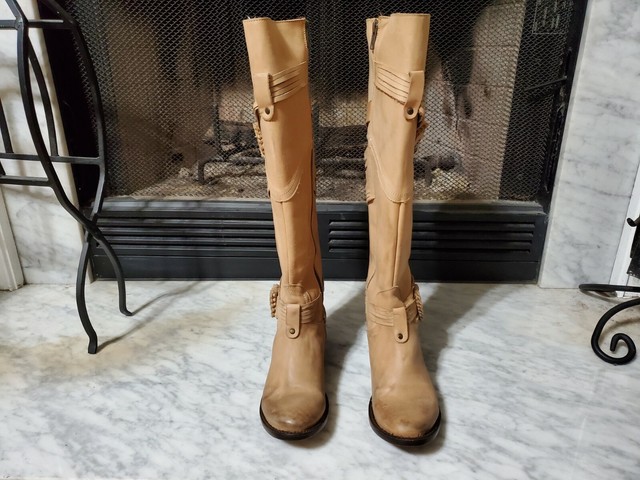 light grey knee high boots