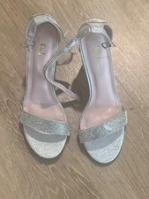 Round Toe Rhinestone Ankle Closure Club Heels