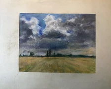 Franz Ehmke *1928-2018 East German Painter °Wild Clouds Sky Fields Blankenfelde