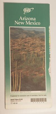 Vintage Road Map Arizona New Mexico 1998 USA AAA  M2