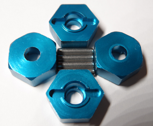 New Aluminium 12mm Wheel Hex Adapter/Fittings + Pins For TT-01/TT-02/TL-01/XV-01 - Picture 2 of 11