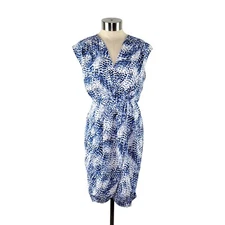 Express Sleeveless Tulip Hem Lightweight Knee-Length Dress Size S Blue & White