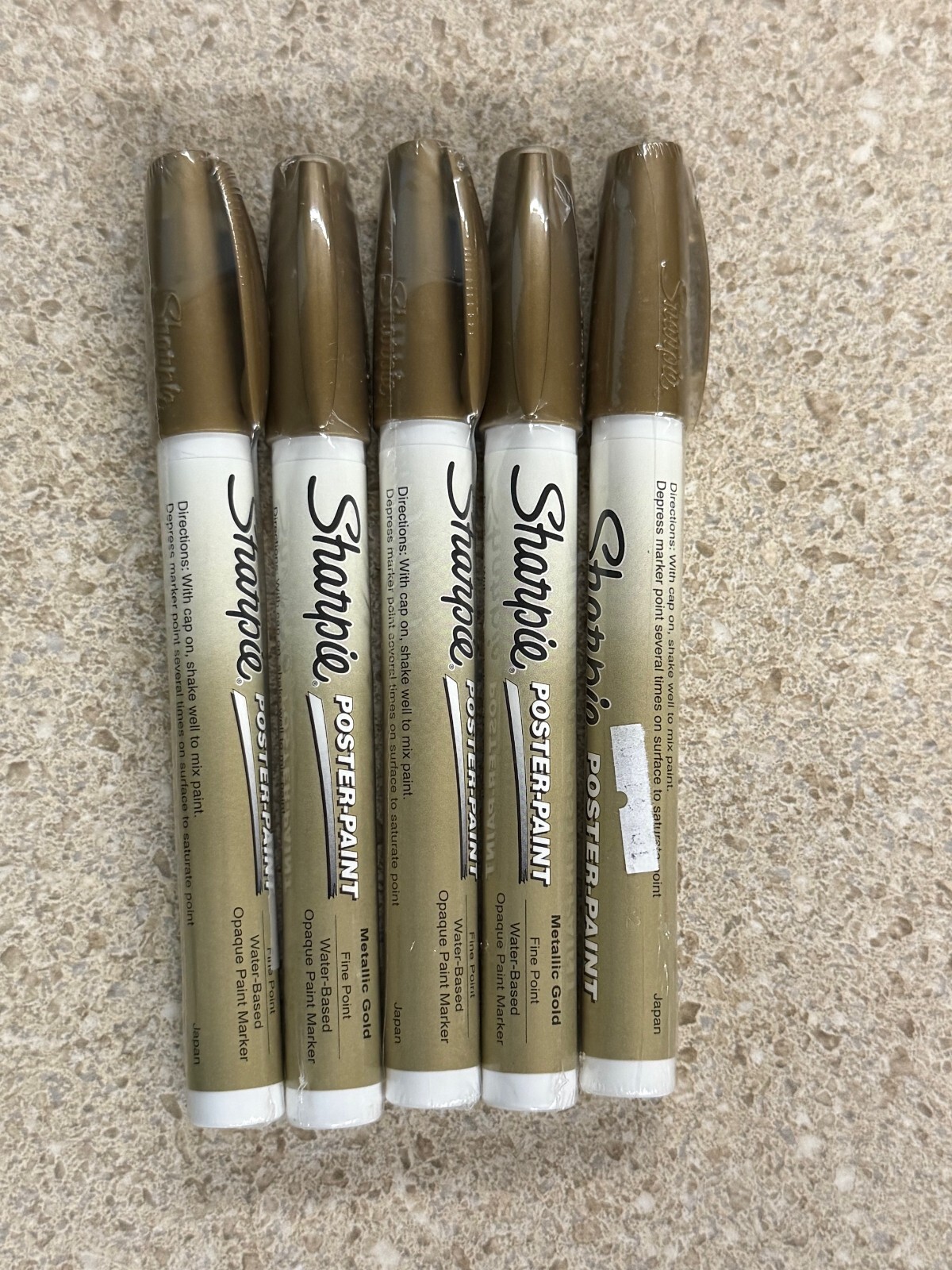 Lot of 5 Sharpie Water-Based Poster Paint Marker Fine Point Metallic Gold New