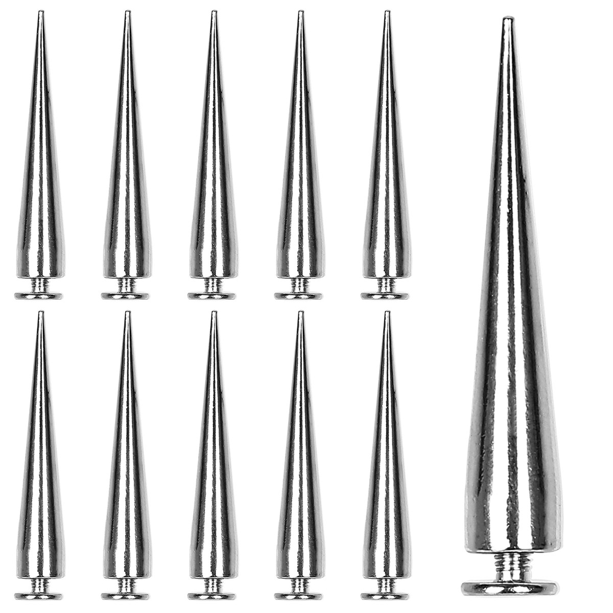 30PCS 40MM Spike and Studs Silver Cone Spikes Punk Bullet