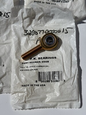 Lot of 6 - F.K. Bearings M6SB Rod End Bearing 3/8'' x 3/8'' - New