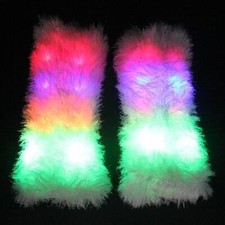 Light up Leg Warmers Womens Flashing Fluffy Leg Arm LED Bright Warmers