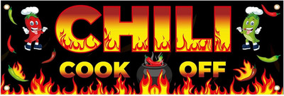 Chili Cook off Banner Decorations, 41X24 Inch Fabric Chili Cook off Contest Bann
