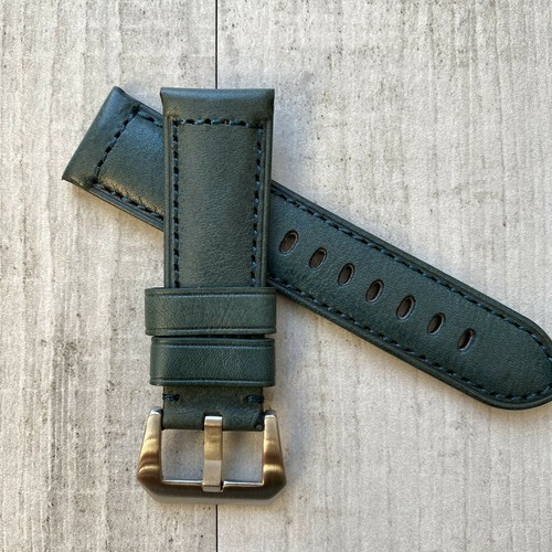 Per Panerai Luminor Pam 24mm Fatto a Mano Blu IN Pelle Orologio Cinturino  Fibbia | eBay