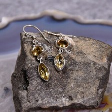 Citrin Ohrring, 925er Silber, Edelstein Ohrringe (3525), Edelsteinschmuck