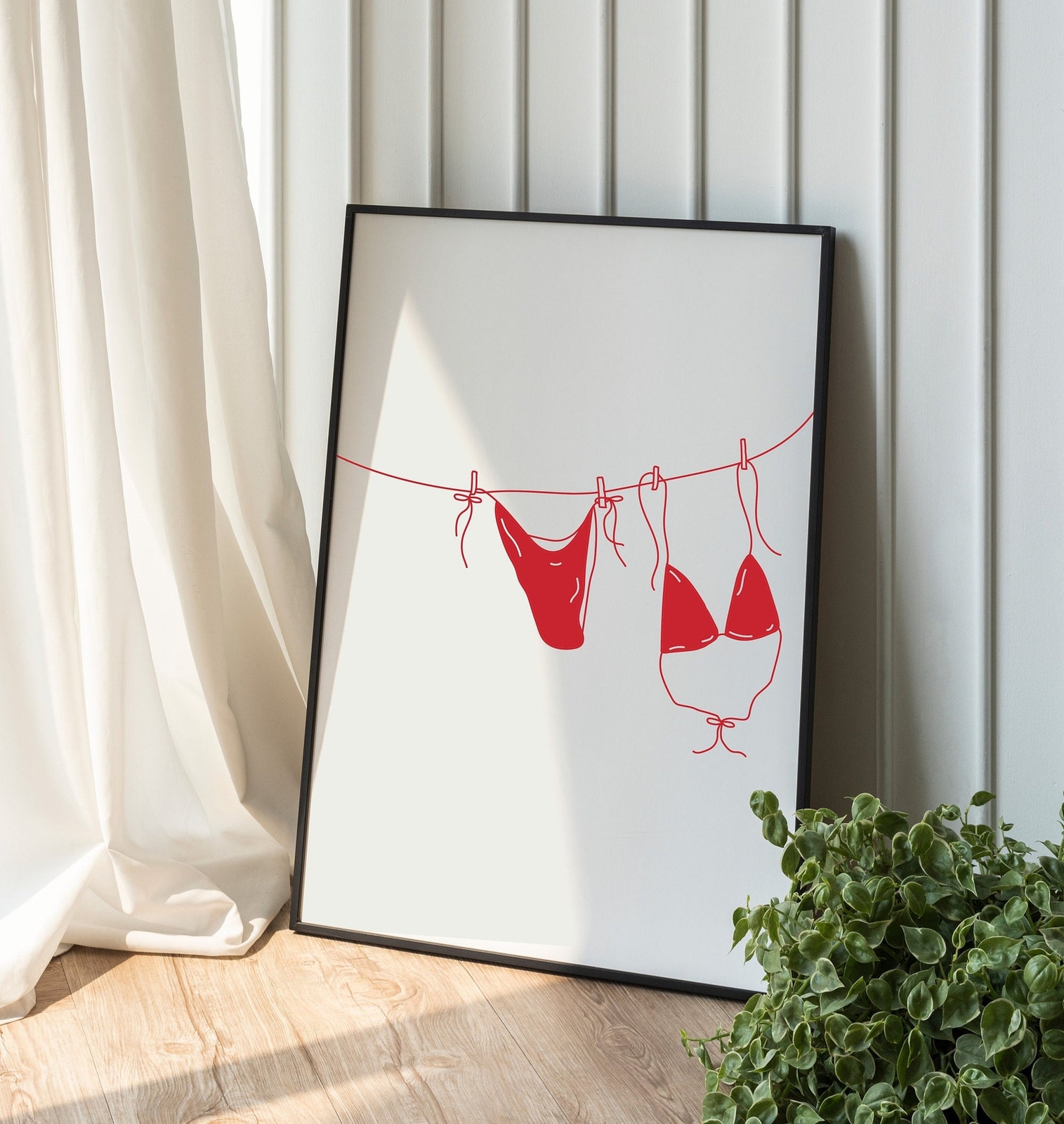 Red Bikini Print Coastal Cowgirl Decor Swimsuit Poster Beach Wall Art Ocean