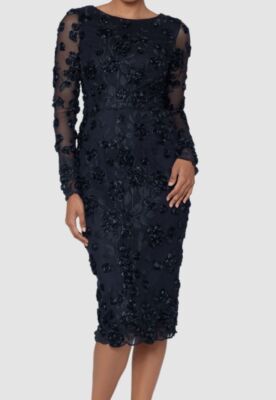 Xscape Womens Rosette Soutache Cocktail And Party Dress Black 6