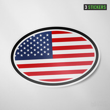 United States Oval Flag Sticker 3 Pack Vinyl Decal Car Auto Window USA America