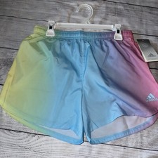 Adidas Girls Youth Large 14 Ombr  Rainbow Pastel Shorts NEW