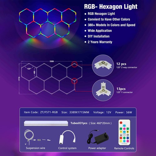 Hexagon RGB LED-Beleuchtung Hex Auto Detail Garage Werkstatt Einzelhandel Lamp - Picture 52 of 61