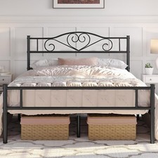Twin Full Queen Size Metal Bed Frame with Headboard Noise Free Easy Assembly