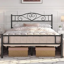 Twin Full Queen Size Metal Bed Frame with Headboard Noise Free Easy Assembly