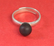 Natural Baltic Amber Ring - Cherry Round Raw Amber Ring - Silvered Plated