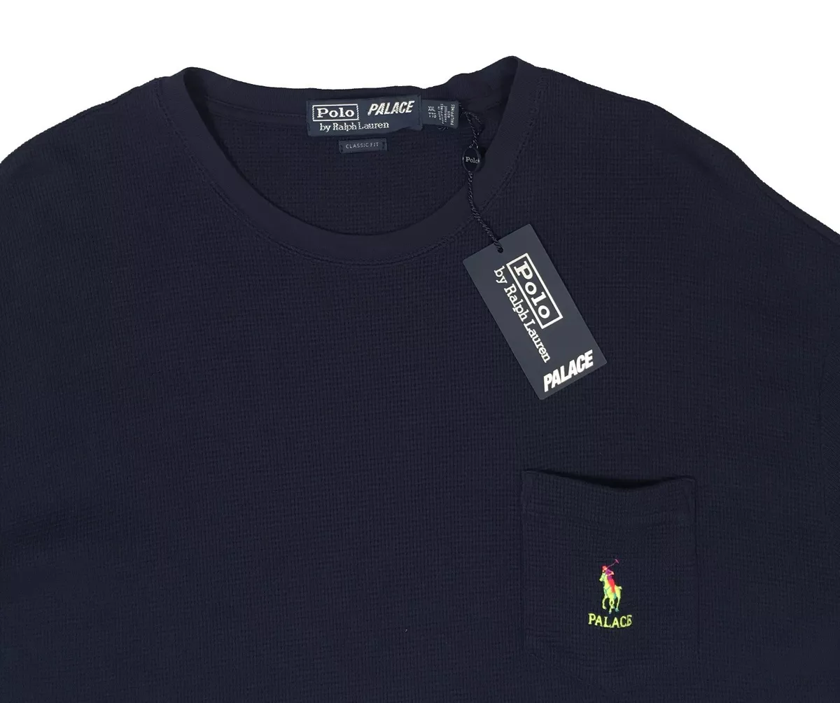 NEW Palace x Polo Ralph Lauren Shirt! XXL Navy With Neon Player Waffle Weave