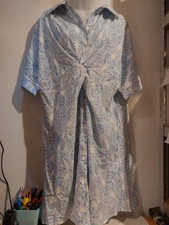 Shein Curve. White/blue Pattern Shirt style Dress.  Size 0XL (16)