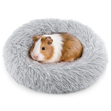 HeNdShe Guinea Pig Bed Soft Washable Donut-Shaped Medium, Light Grey