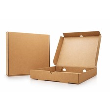Brown Plain Takeaway Pizza & Dessert Boxes - Foldover E-Flute Design -10"