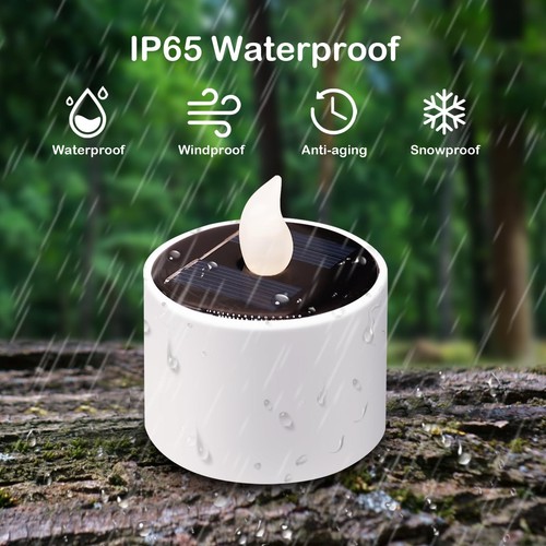Solar Teelichter Außen Wasserdicht - 8er Pack Wiederaufladbare Flackernde Kerze L... - Bild 6 von 7