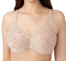WACOAL HALO LACE FULL FIGURE UNDERWIRE BRA 65547 NUDE SIZE 38D.