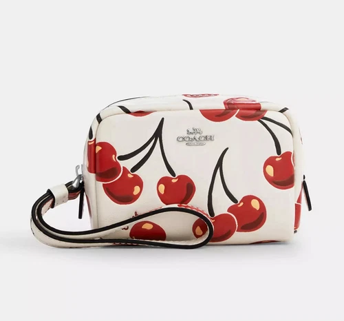 ☂️?Coach☄️MINI☄️Borsa da polso con stampa ciliegia CZ470 nuova con etichette