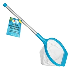 27" Swimming Pool Hand Leaf Skimmer Net & Pole - Deep Ultra Fine Mesh Netting